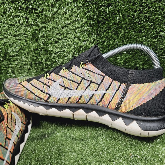 Nike Free 3.0 Flyknit Multi-Color Athletic Barefoot Sneakers 718418-011 Mens 8.5 - Picture 6 of 12
